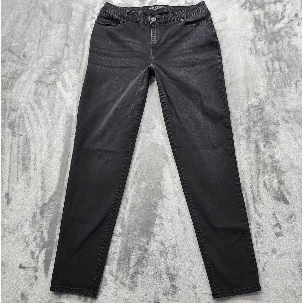 Maurices Jeans Womens 15/16 LONG Black Curvy Mid Rise‎ Skinny Leg Stretch Denim